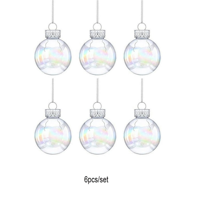 2.5'' Clear Iridescent Christmas Ball Ornaments Plastic Fillable Ornament  Ball For Christmas Party Birthday Wedding Decorations 