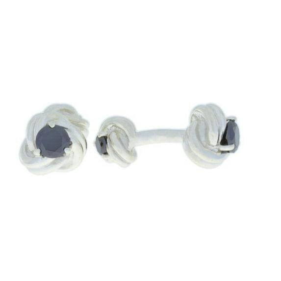 2.5 Ct Genuine Black Onyx Knot Cufflinks Rhodium Plated