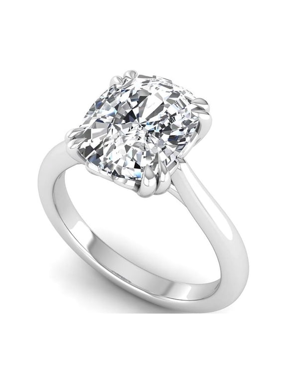 2.5 Ct Lab Grown Diamond Engagement Ring for Women, IGI Certified D Color VS1 Clarity Cushion Cut 14K White Gold Tulip Solitaire Ring 7 US
