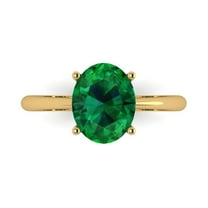 Solitaire Engagement Ring for Women - 2.5ct Simulated Emerald in 18K Yellow Gold Promise Ring