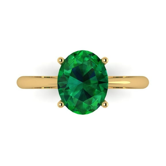 Solitaire Engagement Ring for Women - 2.5ct Simulated Emerald in 18K Yellow Gold Promise Ring