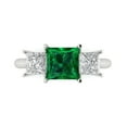 thumbnail image 1 of Three-Stone Engagement Ring for Women - 2.5ct Simulated Emerald in 14K White Gold Promise Ring, 1 of 8