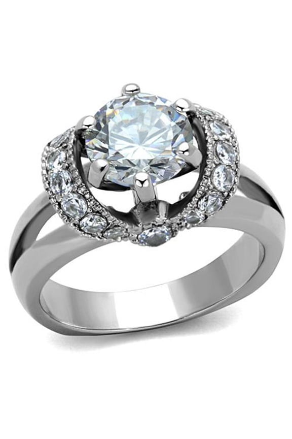 2.5 Ct Round Cut AAA Zirconia Stainless Steel Engagement Ring Women's Size 8