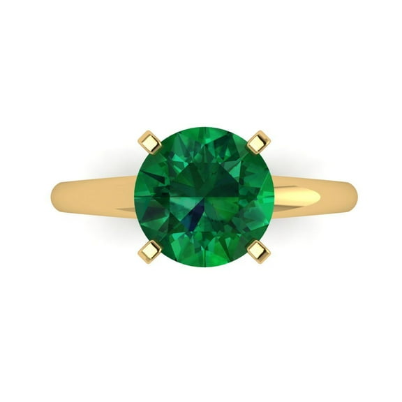 Solitaire Engagement Ring for Women - 2.5ct Simulated Emerald in 18K Yellow Gold Promise Ring