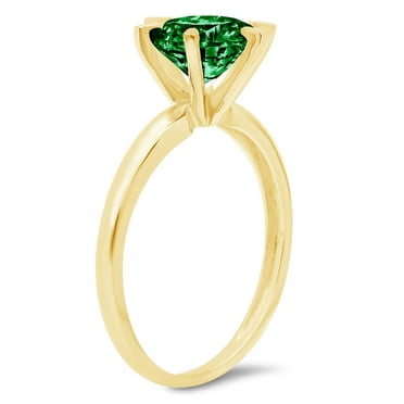 2.5 Ct Round Cut Emerald Solitaire Ring in Solid 14K Yellow Gold Size 6.5