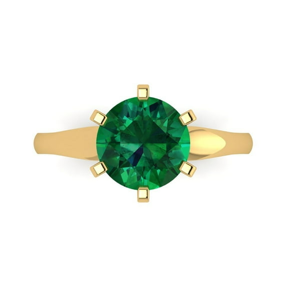 Solitaire Engagement Ring for Women - 2.5ct Simulated Emerald in 14K Yellow Gold Promise Ring