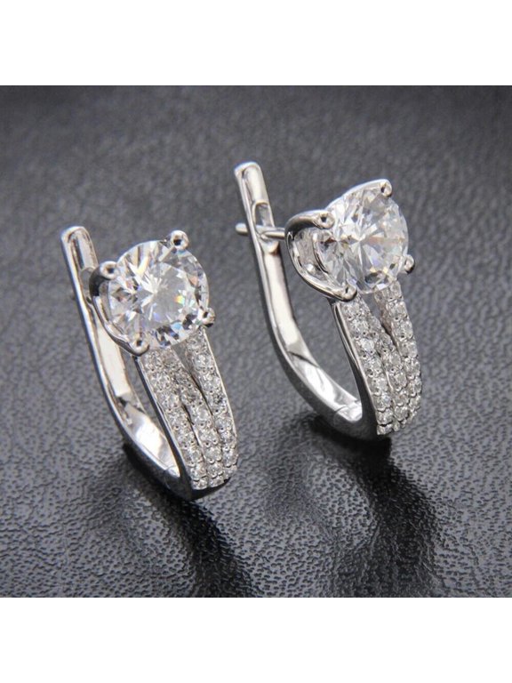 2.5 Ct Round Cut Simulated Diamond Stunning Fancy Stud Earrings 14k White Gold Plated Silver For Women's