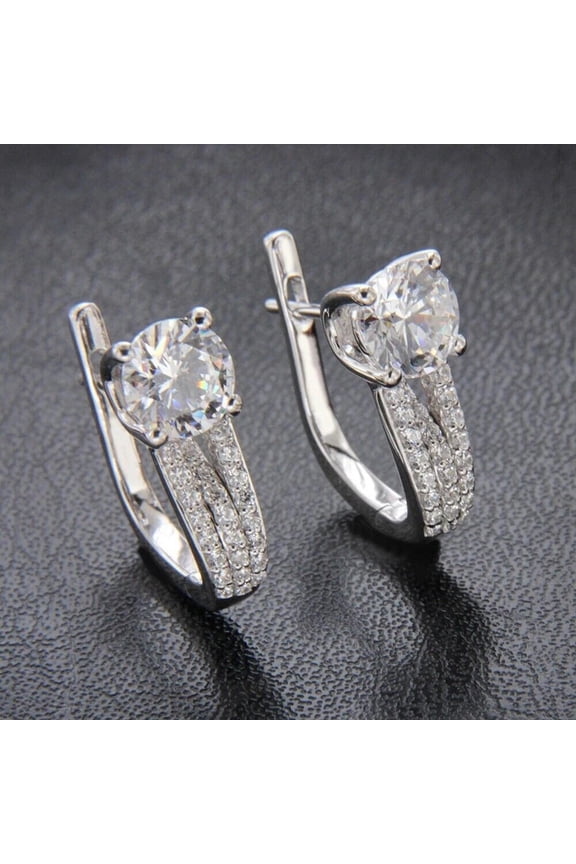 2.5 Ct Round Cut Simulated Diamond Stunning Fancy Stud Earrings 14k White Gold Plated Silver For Women's