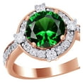 thumbnail image 1 of AFFY 2.5 Ct Simulated Green Emerald & Cubic Zirconia Halo Engagement Ring 14K Rose Gold Over Sterling Silver, 1 of 1