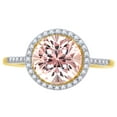 thumbnail image 1 of AFFY 2.5 Ct Simulated Morganite & White Natural Diamond Halo Classic Engagement Ring in 10k Yellow Gold Ring Size - 13, 1 of 1