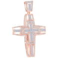 thumbnail image 1 of AFFY 2.5 Cttw Princess & Round White Natural Diamond Hip Hop Jewelry Cross Pendant In 10k Solid Rose Gold, 1 of 1