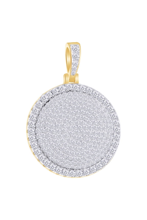 2.5 Cttw Round White Natural Diamond Iced Out Hip Hop Jewelry Round Shield Pendant In Sterling Silver
