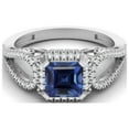 thumbnail image 1 of 2.5 Ctw Square Shape Blue Sapphire 925 Sterling Silver Split Shank Mother's Day Gift Ring, 1 of 1