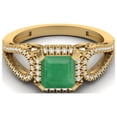 thumbnail image 1 of 2.5 Ctw Square Shape Emerald Zambia 925 Sterling Silver Gold Vermeil Split Shank Valentines Day Gifts Ring, 1 of 4