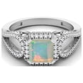 thumbnail image 1 of 2.5 Ctw Square Shape Ethiopian Opal 925 Sterling Silver Split Shank Valentines Day Gifts Ring, 1 of 4