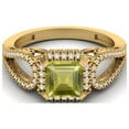 thumbnail image 1 of 2.5 Ctw Square Shape Lemon Quartz 925 Sterling Silver Gold Vermeil Split Shank Valentines Day Gifts Ring, 1 of 4