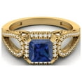thumbnail image 1 of 2.5 Ctw Square Shape Synthetic Blue Sapphire 925 Sterling Silver Gold Vermeil Split Shank Valentines Day Gifts Ring, 1 of 1