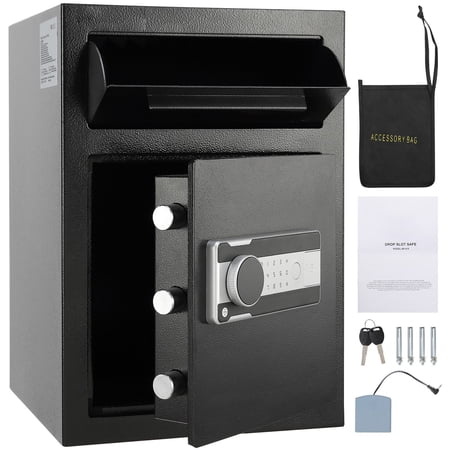 2.5 Cub Depository Safe, Deposit Safe with Drop Slot, Electronic Code Lock and 2 Emergency Keys, 20.27'' x 13.97'' x 13.97'' Business Drop Slot Safe for Cash, Mail in Home, Hotel, Office
