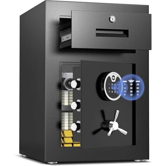 2.5 Cub Home Safe, Money Safe Box with Backlit Keypad & Adjustable Shelf, Large Cabinet with Widened Frame Design & Drawer, Security Safe for Home Office