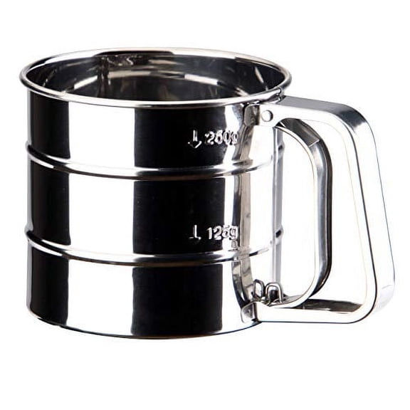 2.5 Cup Flour Sifter,Semi Automatic Small Baking Sieve,Stainless Steel,Fine Mesh Sieve Flour Duster