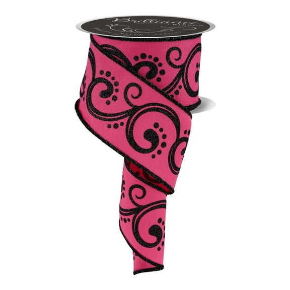 2.5" D'Lux Swirl Design Ribbon: Hot Pink (10 Yards)