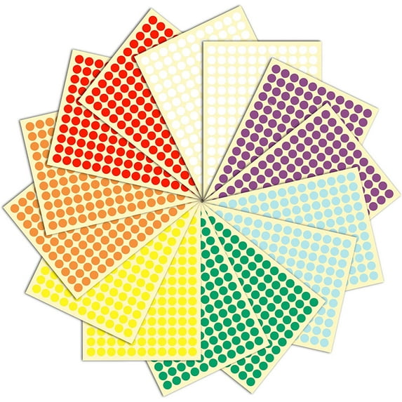 2/5 in Dot Stickers Color Coded, 7 Colors Adhensive Rainbow Circle Label Sticker for Price Mobile Garage Sale Yard Office Planner Toddlers, 0.4 in | 10 mm