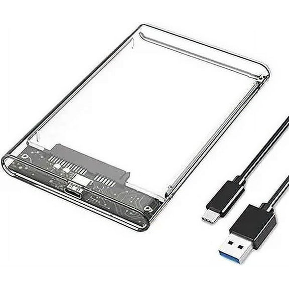 2.5'' External Hard Drive Enclosure USB 3.0 to SATA III Tool-Free Clear Hard Disk Case for 2.5 inch 7mm 9.5mm SATA HDD SSD Max 6TB Support UASP
