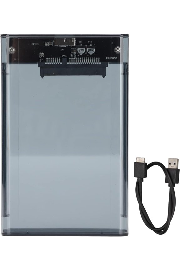 2.5'' External Hard Drive Enclosure USB 3.0 to SATA III Tool-Free Clear Hard Disk Case for 2.5 inch 7mm 9.5mm SATA HDD SSD Max 6TB Support UASP