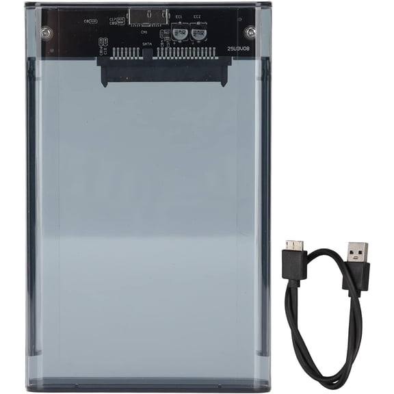 2.5'' External Hard Drive Enclosure USB 3.0 to SATA III Tool-Free Clear Hard Disk Case for 2.5 inch 7mm 9.5mm SATA HDD SSD Max 6TB Support UASP