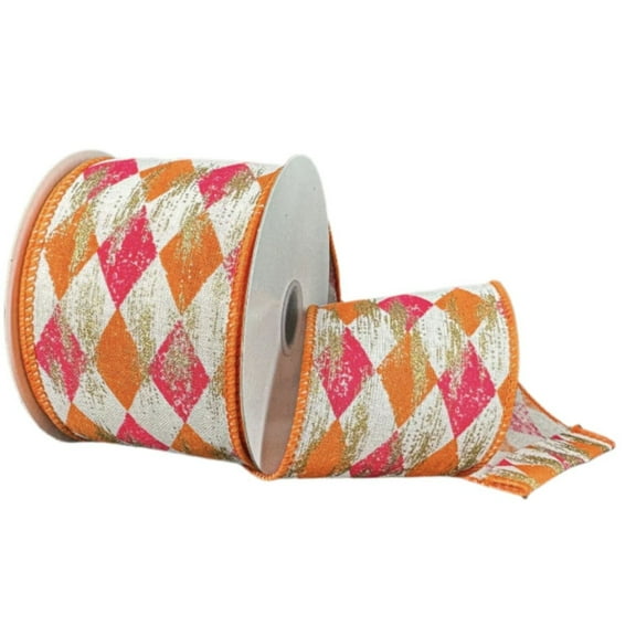 2.5" Faded Harlequin Ribbon: Orange/Pink (10 Yards)