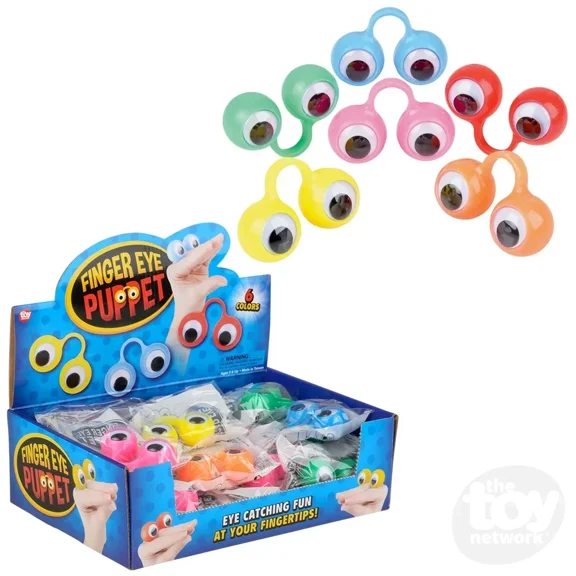 2.5" Finger Eye Puppet (Set of 2) Colors Will Vary (BONUS 1 FUN CHOPS & 1 ZIPPER BRACELET)