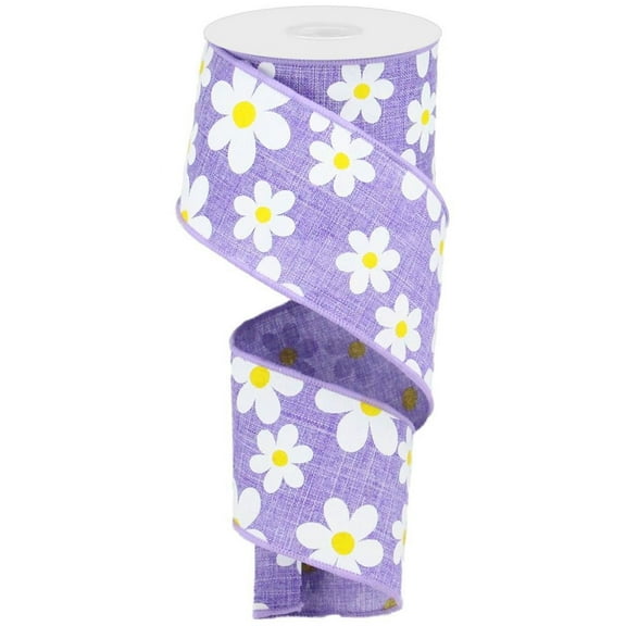 2.5" Flower Daisy Ribbon: Lavender (10 Yards) Summer Spring Floral Wired Ribbon RG0193513TR74640-13