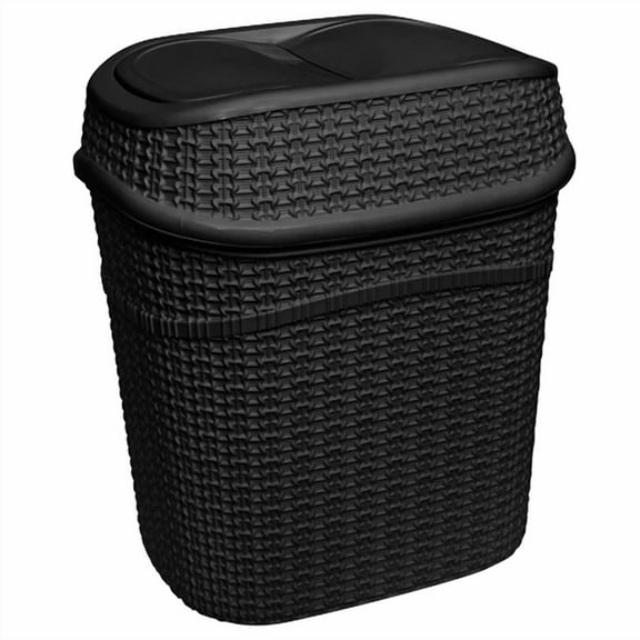 2.5 Gal Sailor Knot Plastic Swing Top Bathroom Trash Can, Matte Black