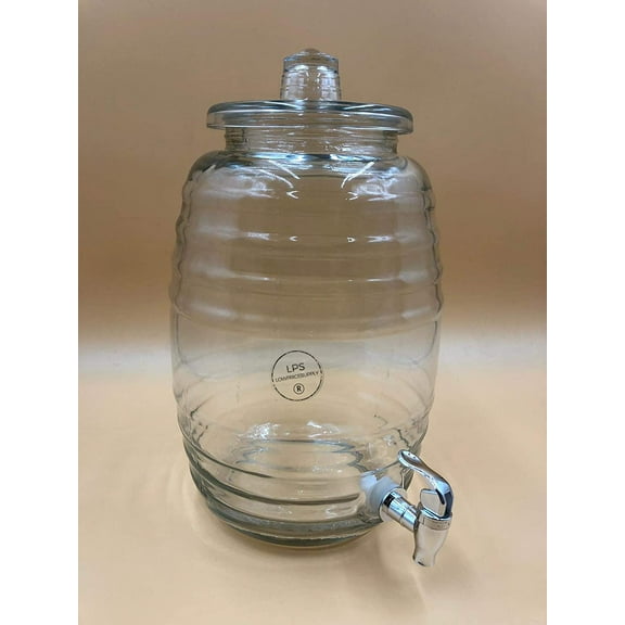 "2.5 Gallon Barrel Glass Beverage Dispenser Crystal Clear Constructed for restaurants, cafes, coffee shops, hotels, catered events"
