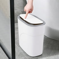 2.5 Gallon Bathroom Trash Can with Lid, Slim Garbage Bin Wastebasket with Press Top Lid, Small Narrow Trash Can for Bathroom, Bedroom, Office, Kitchen