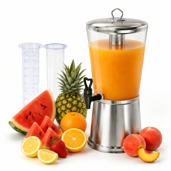 2.5 Gallon Beverage Dispenser with Stand, Spigot, Dual Ice Tubes, and ...
