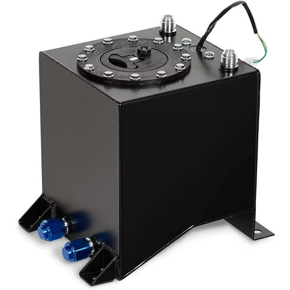 2.5 Gallon Universal Fuel Cell Gas Tank with Level Sender Polished Aluminum Black
