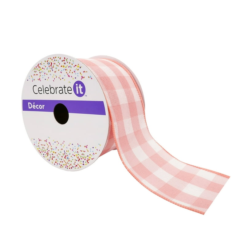 2.5 Red & White Gingham Wired Ribbon by Celebrate It™