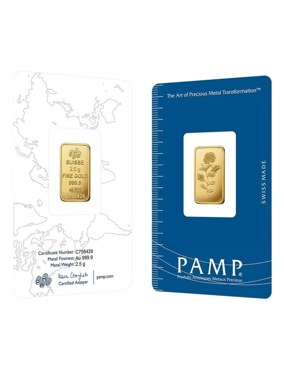 2.5 Gram PAMP Suisse Rosa Gold Bar .9999 Fine (in Assay)