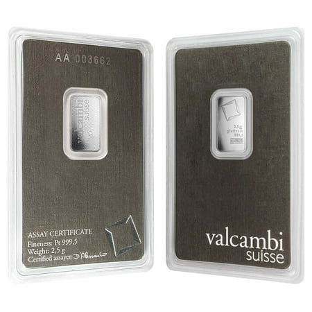 2.5 Gram Platinum Bar - Valcambi Suisse .9995 Fine (in Assay)