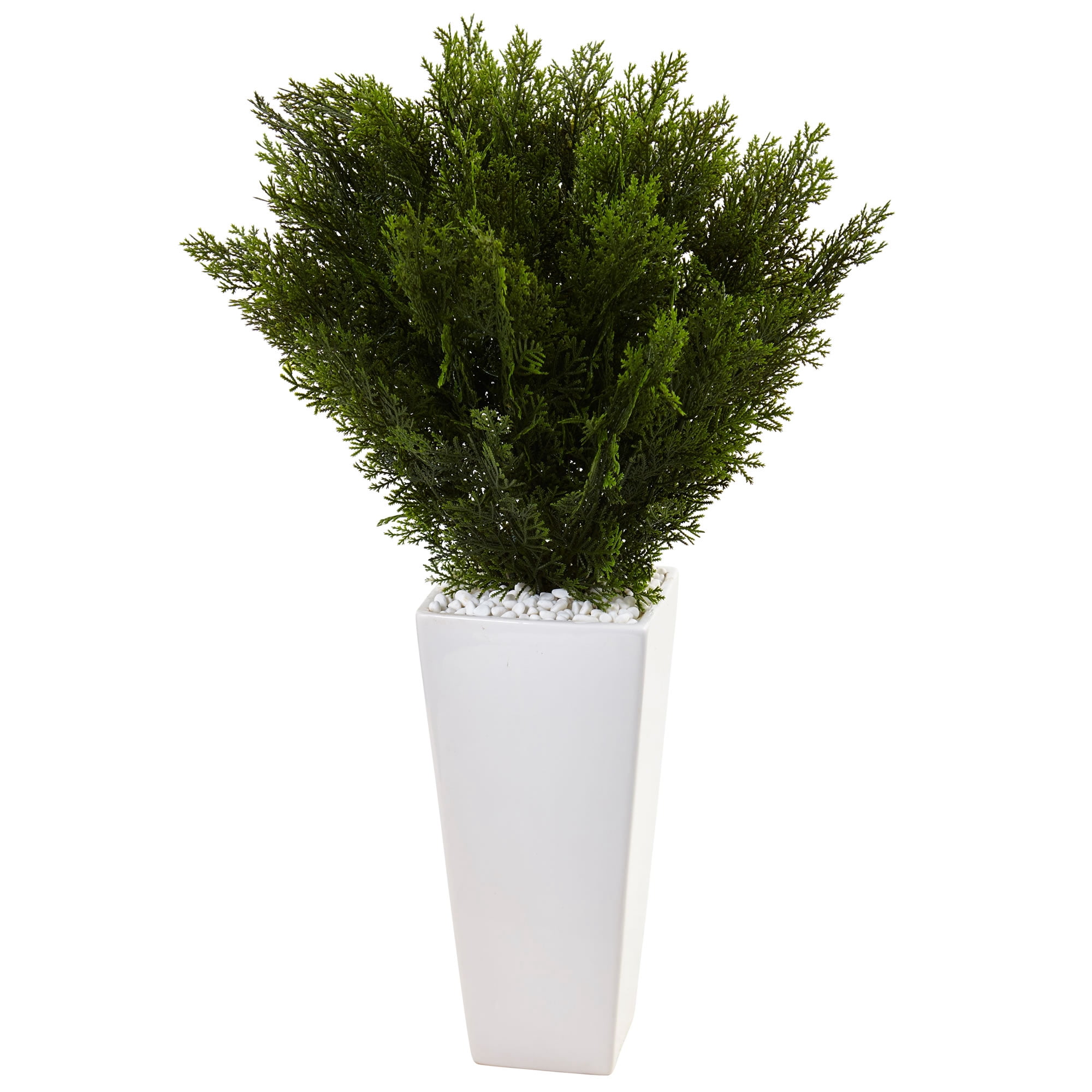 2.5'H Cedar Artificial Plant in White Tower Planter