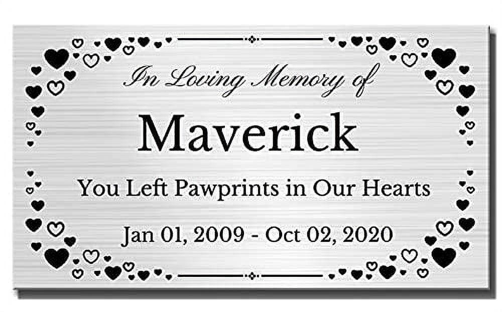 2.5" H x 4.5" W, Heart Engraved Brass Plaque, Memorial Name Plate
