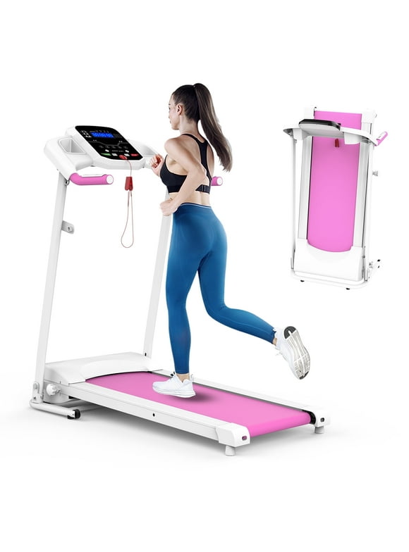 2.5 HP Foldable Electric Treadmill Running Machine with 3 Pre-Set Programs 7.4 MPH Max Speed LCD Display for Home Use Walking Treadmill