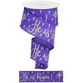 thumbnail image 1 of Expressions 2.5" He is Risen Ribbon: Purple 10 Yards - Easter Christ Cross Wired Edge Ribbon, 1 of 3
