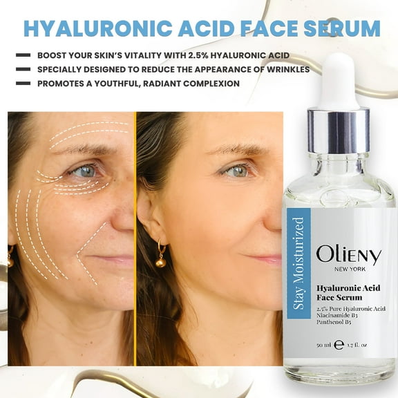 Olieny Advanced 2.5% Hyaluronic Acid Serum with Vitamin B5 Ultra-Hydrating, Anti-Aging, Dermatologist Formulated All Skin Types, 1.7fl oz