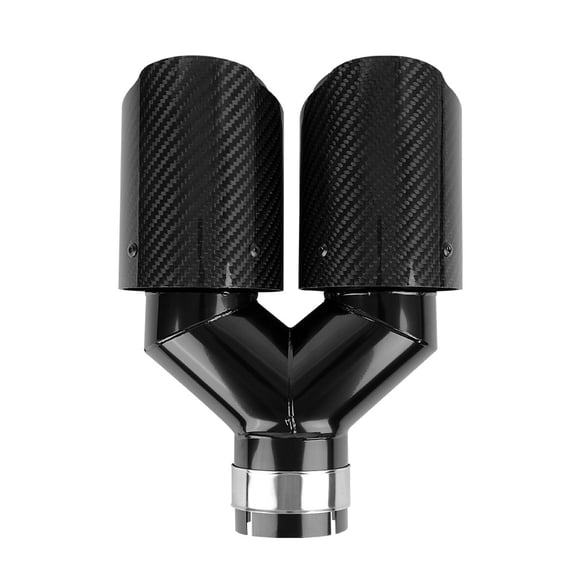 2.5" In to Dual 4" Out Exhaust Tip Carbon For Mercedes Benz W204 C250 C300 C350