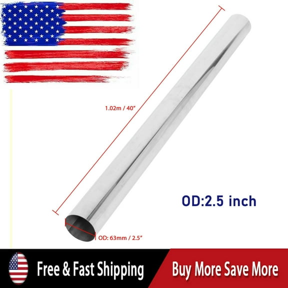 2.5" Inch 63MM T304 Stainless Steel Straight Exhaust Pipe Tube Piping Tubing 40'' Length