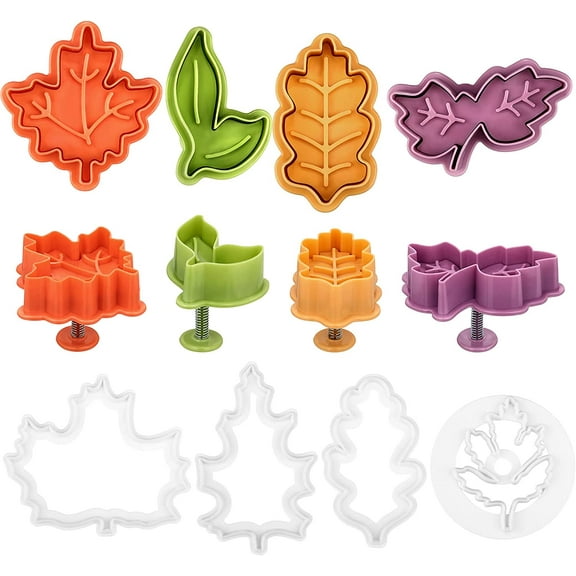 2.5 Inch Autumn Leaves Cookie Cutter Maple Leaf Plunger Cutter Thanksgiving Fall Baking Decoration (Random Colors)