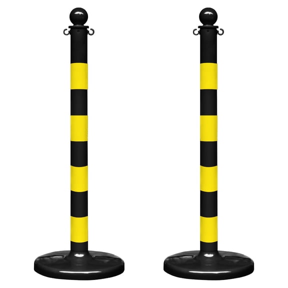 2.5 Inch Black/Yellow Medium Duty Stanchion (2 Pk)
