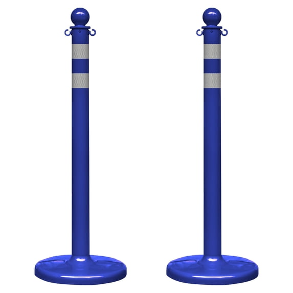 2.5 Inch Blue Reflective Medium Duty Stanchion (2 Pk)